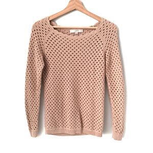 Loft Petites Crochet Sweater in Rose Pink Size XSP